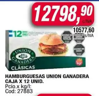 Maxiconsumo HAMBURGUESAS UNION GANADERA CAJA X 12 UNID oferta