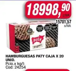 Maxiconsumo HAMBURGUESAS PATY CAJA X 20 UNID oferta