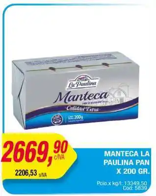 Maxiconsumo Manteca La Paulina Pan x 200 Gr oferta