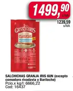 Maxiconsumo SALCHICHAS GRANJA IRIS 6UN oferta