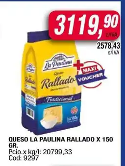 Maxiconsumo QUESO LA PAULINA RALLADO X 150 GR oferta