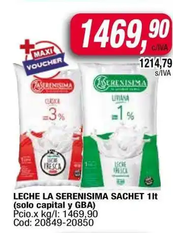 Maxiconsumo LECHE LA SERENISIMA SACHET 1lt oferta