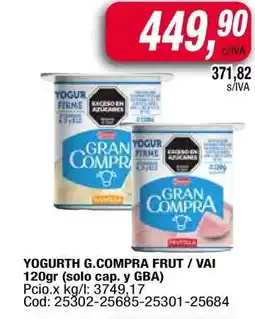 Maxiconsumo YOGURTH G.COMPRA FRUT / VAI 120gr oferta