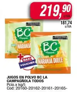 Maxiconsumo JUGOS EN POLVO BC LA CAMPAÑOLA TODOS oferta