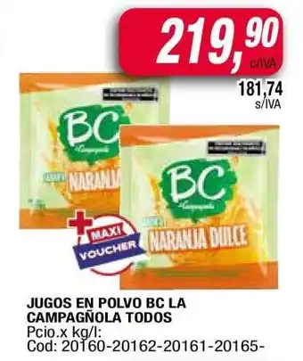 Maxiconsumo JUGOS EN POLVO BC LA CAMPAÑOLA TODOS oferta