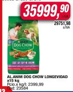 Maxiconsumo AL.ANIM DOG CHOW LONGEVIDAD x15 kg oferta