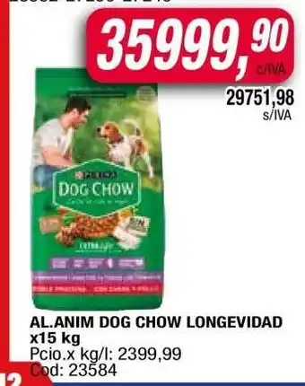 Maxiconsumo AL.ANIM DOG CHOW LONGEVIDAD x15 kg oferta