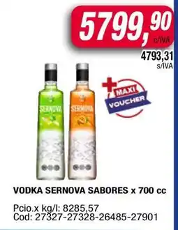 Maxiconsumo VODKA SERNOVA SABORES x 700 cc oferta