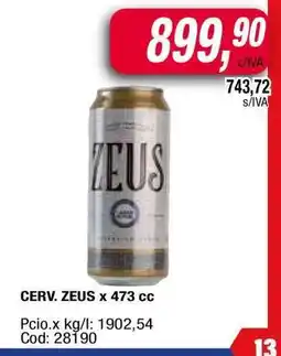 Maxiconsumo CERV. ZEUS x 473 cc oferta