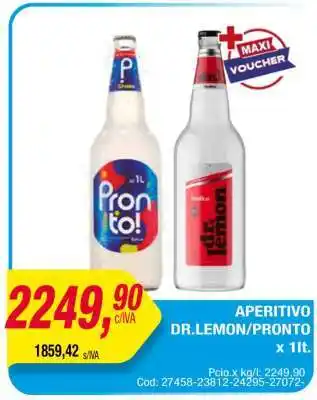 Maxiconsumo APERITIVO DR.LEMON - PRONTO x 1 lt oferta