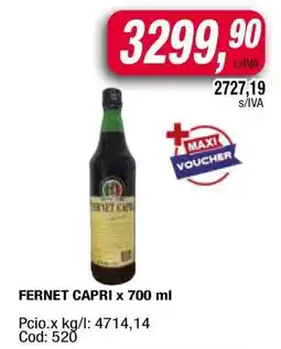 Maxiconsumo FERNET CAPRI x 700 ml oferta