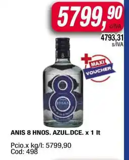 Maxiconsumo ANIS 8 HNOS. AZUL.DCE. x 1 lt oferta