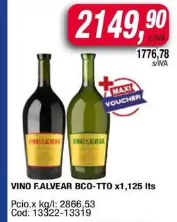 Maxiconsumo VINO F.ALVEAR BCO-TTO x1,125 lts oferta