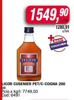Maxiconsumo LICOR CUSENIER PET/C-COGNA 200 cc oferta