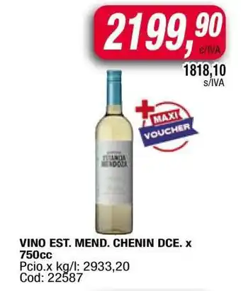 Maxiconsumo VINO EST. MEND. CHENIN DCE. x 750cc oferta