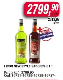Maxiconsumo LICOR NEW STYLE SABORES x 1 lt oferta
