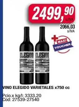 Maxiconsumo VINO ELEGIDO VARIETALES x750 cc oferta