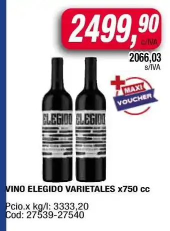 Maxiconsumo VINO ELEGIDO VARIETALES x750 cc oferta