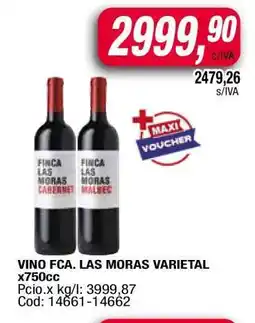 Maxiconsumo VINO FCA. LAS MORAS VARIETAL x750cc oferta
