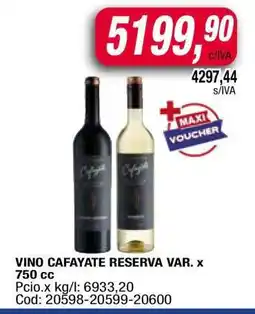 Maxiconsumo VINO CAFAYATE RESERVA VAR. x 750 cc oferta