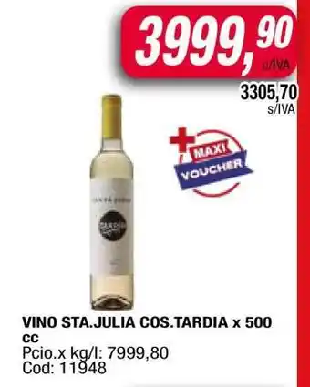 Maxiconsumo VINO STA.JULIA COS.TARDIA x 500 cc oferta
