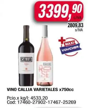Maxiconsumo VINO CALLIA VARIETALES x750cc oferta