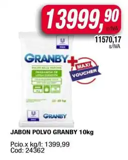 Maxiconsumo JABON POLVO GRANBY 10kg oferta
