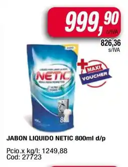 Maxiconsumo JABON LIQUIDO NETIC 800ml d/p oferta