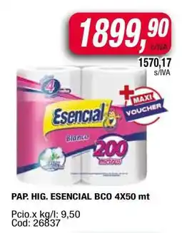 Maxiconsumo PAP. HIG. ESENCIAL BCO 4X50 mt oferta