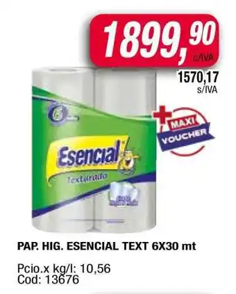 Maxiconsumo PAP. HIG. ESENCIAL TEXT 6X30 mt oferta