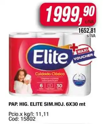 Maxiconsumo PAP. HIG. ELITE SIM. HOJ. 6X30 mt oferta