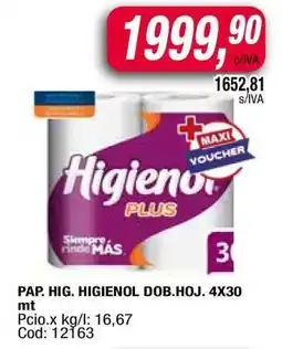 Maxiconsumo PAP. HIG. HIGIENOL DOB.HOJ. 4X30 mt oferta