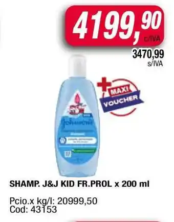 Maxiconsumo SHAMP. J&J KID FR.PROL x 200 ml oferta