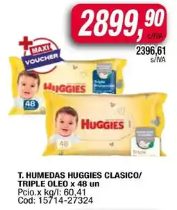 Maxiconsumo T. HUMEDAS HUGGIES CLASICO/TRIPLE OLEO x 48 un oferta