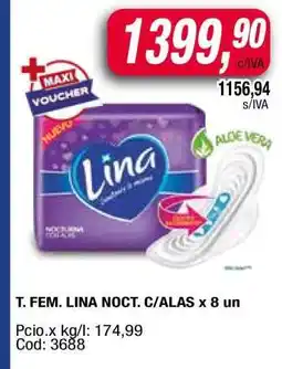 Maxiconsumo T. FEM. LINA NOCT. C/ALAS x 8 un oferta