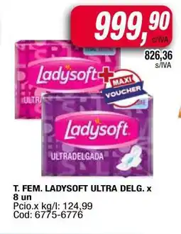 Maxiconsumo T. FEM. LADYSOFT ULTRA DELG. x 8 un oferta