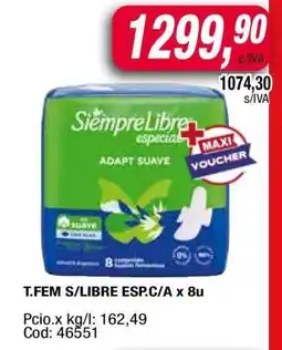 Maxiconsumo T.FEM S/LIBRE ESP.C/A x 8u oferta