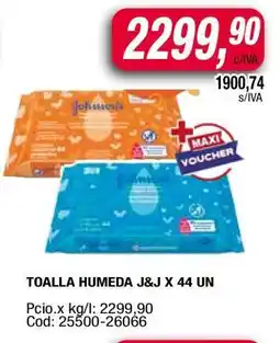 Maxiconsumo TOALLA HUMEDA J&J X 44 UN oferta
