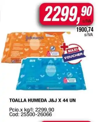 Maxiconsumo TOALLA HUMEDA J&J X 44 UN oferta