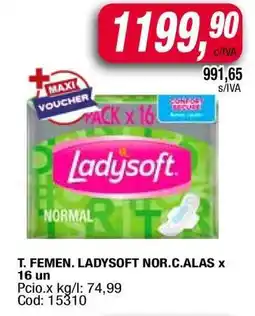 Maxiconsumo T. FEMEN. LADYSOFT NOR.C.ALAS x 16 un oferta