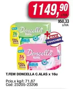 Maxiconsumo T.FEM DONCELLA C.ALAS x 16u oferta