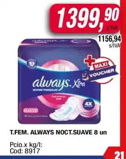 Maxiconsumo T.FEM. ALWAYS NOCT.SUAVE 8 un oferta