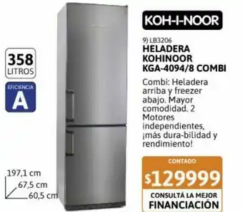 Samsung Heladera kohinoor 358 litros kga-4094/8 acero oferta