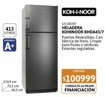 Samsung Heladera kohinoor 413 litros khda43/7 acero oferta