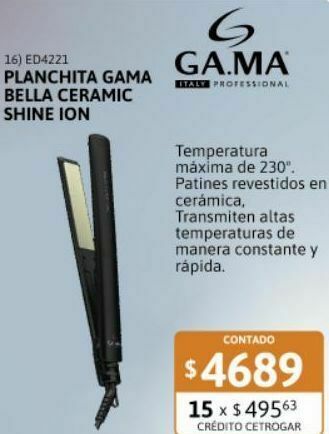 Plancha para cabello gama bella ceramic shine ion oferta en Samsung