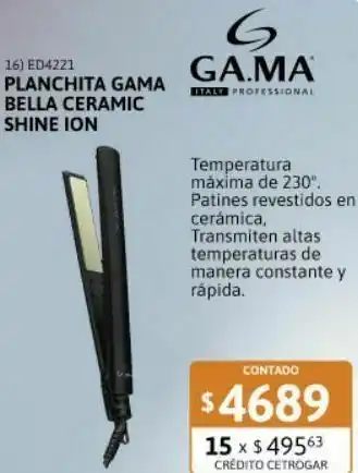 Plancha para cabello gama bella ceramic shine ion