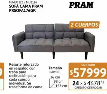 Sofã¡ cama 2 plazas pram lprsofa176b celeste