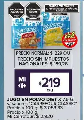 Carrefour Express Jugo en Polvo Diet x 7,5 g oferta