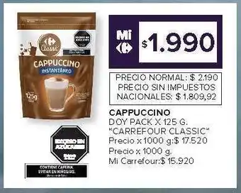 Carrefour Market Cappuccino Doy Pack x 125 g 'Carrefour Classic' oferta