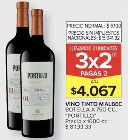 Carrefour Market Portillo vino tinto malbec botella oferta
